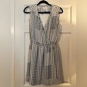Parker Black and White Geometric Midi Dress
